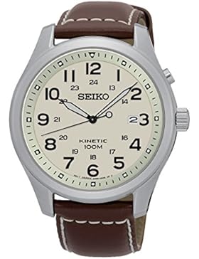 Seiko Herren-Armbanduhr Kinetic Analog Quarz Leder SKA723P1