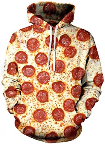Wiboyeu Men's Fashion 3D Digital Printing Pizza Pancake Hoodie Sweatshirt