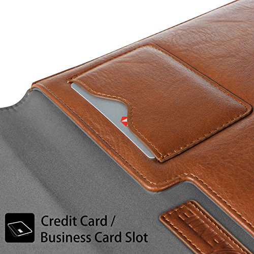 Fintie 11-12 Zoll Tasche – Kunstleder Hülle Schutzhülle Sleeve Wallet Case Aktentasche mit Karten-Slot für Microsoft Surface 2017 Neue Modell, Microsoft Surface Pro 4 / 3, Surface 3, Lenovo Yoga Book 10,1 Zoll, MacBook Air 11 / MacBook 12 Notebook Laptop Bag, Braun - 3