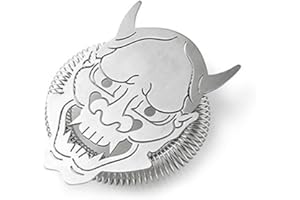 COCKTAIL7 Colino da Cocktail Professionale Demone Giapponese Design, Colino da Bar senza Zampe, Acciaio Inox 304 Materiale Bevanda Mixologia Cocktail Bar Strainer Accessorio Barista (ONI)