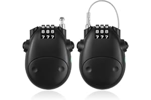 UPTVIN 2 Pezzi Lucchetto Casco,Lucchetto Casco Moto,Lucchetto con Combinazione,Lucchetto per Sci,con Password a 3 Cifre,Cavo Retrattile da 70 cm,per Moto,Casco da Bicicletta,Scooter,Sci,Valigie