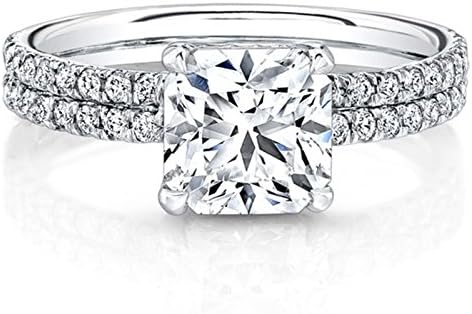 0.87 Ct Cushion Moissanite Diamond Engagement Ring Sterling Silver White Gold Finish Size M N O P Q
