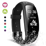 L&Z Fitness Tracker, Slim Touch Wasserdicht Fitness Tracker mit Herzfrequenz,Smart Fitness Armbanduhr Pulsuhr Schrittzähler,Bluetooth Schwimmen Activity Tracker GPS Für Damen/Herren