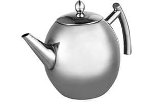 Bollitore Theiere Bollitore - BiuZi 1 Pc Durevole Teiera in Acciaio Inox Grande Capacità Addensata Fondo Piatto Caffè Tè Contenitore Acqua con Filtro(1,5L)