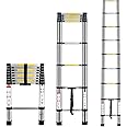 Multibao 8.5Ft 2.6M Telescopic Ladders Telescoping Extendable Aluminium Folding Extension Extendable Portable 9 Steps 150kg Capacity Loft Collapsible DIY Multipurpose