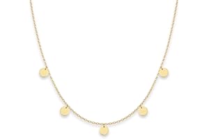 ‎GD GOOD.DESIGNS GD GOOD.designs Kette mit Plättchen für Damen - Wasserfest | 5 Coin Halskette in 18K Gold - Silber oder Rosegold | Boho Schmuck aus Edelstahl