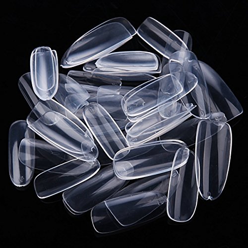 MAKARTT® 500pcs Nagel Ende Ovale Volle Deckung Weiß Kunstnagel falscher Nagel Acrylic Nagelkunst 10 Größe perfekte Länge für Nagelkunst Salon und DIY zu Hause (klar)