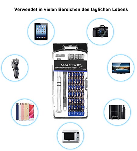 Kitclan Schraubendreher Set, 58-teilig, Bit- und Steckschlüssel-Set mit magnetischem Universalhalter, Kreuzschlitz- und Schlitz-Schraubendreher etc. für Handy, Tablet, PC, Macbook, Uhr, Brille - 6