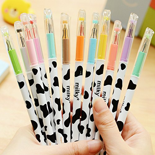 Bunte niedliche Diamant-Gel-Feder-Süßigkeit-Farben-milchige Kuh-Kugelschreiber-Satz-Schreiben Kawaii Briefpapier-Schule-Büro-Versorgungsmaterialien (12 Colors) - 4