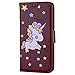 Produktbild Samsung Galaxy A5 2017 Hülle, Chreey (Unicorn) Niedlich [Regenbogen Einhorn] Glitzer Handyhülle Premium PU Leder Tasche Flip Wallet Cover mit Standfunktion Kartenfach Schutzhülle [Braun]
