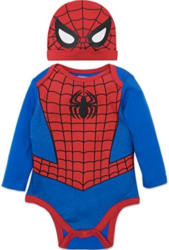 Marvel Spiderman Baby Costume Long Sleeve Bodysuit and Cap Set (6-9 Months)