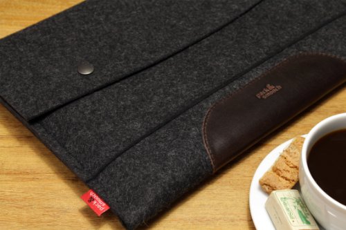 Pack & Smooch MacBook Pro 13 Retina (Vor Okt. 2016) Hülle Case Tasche 100% Wollfilz Und Pflanzlich Gegerbtes Leder Anthrazit/Dunkelbraun Handmade in Germany - 5