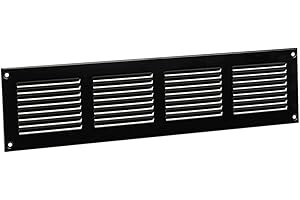 EUROPLAST 400x100mm Griglia di Ventilazione con Zanzariera - Griglie D'Aerazione in Metallo - Acciaio, Nera