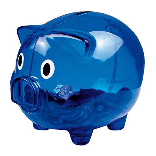 Transparente Kunststoff-Sparschwein / Geld-Box (blau)