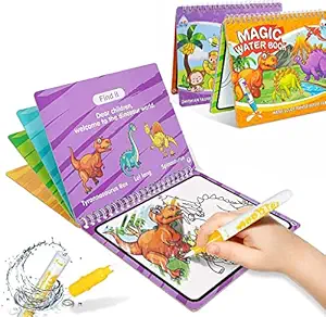 SNOWIE SOFT 2Pcs Magic Water Coloring Book, Water Doodle Book for Children with 2 Magic Pens, Educational Toys for Toddlers Age 3 4 5 6 7+ Years Gifts for Kids Girls
