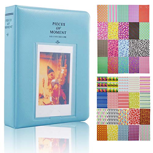 Small Photo Album, 64 Pockets Mini Photo Album + 40 Pieces DIY Scrapbook Stickers For Fujifilm Polaroid, 3 Inch Photo Album, Ticket Holder, Name Card