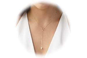 LONG TIANTIAN Set di 2 orecchini a forma di Y con ciondolo a forma di barra, collana Lariat lunga e pendente a goccia per donne, lega, altri, Metallo, altro