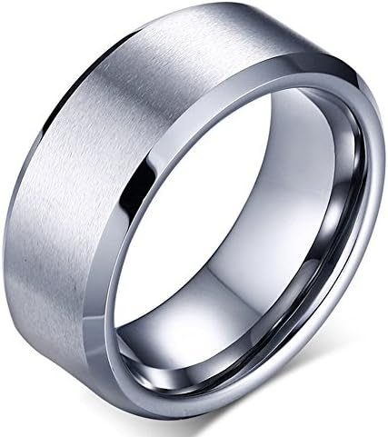 YUUHII ATR Mens Tungsten Carbide Plain Wedding Ring,Matte Finished, 8mm Width Black Size 7-12