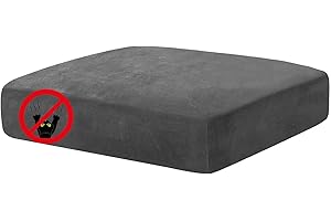 CHELZEN Velvet Sofa Seat Cushion Cover, Stretch Sofa Cushion Slipcovers, Couch Cushion Covers, Replacement for Individual Cushion Furniture Protector (1 Seater, Gray)