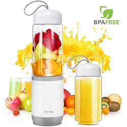 KYG Mini Blender 2 en 1 Blender Smoothie et Milk-shake Mixeur Portable sans BPA avec 350ml Bouteille pour Sport et Voyage, 4 Lames en Acier Inoxydable