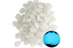 COMVIP 50Pcs Galet Lumineux Extérieur pour Jardin Gravier Fluorescent Aquarium Blanc