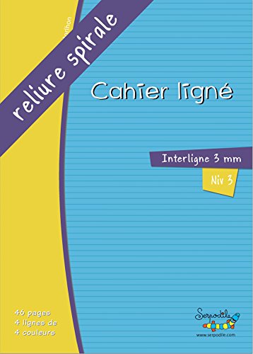 Grand cahier - lignes de couleurs - interligne 3 mm - reliure spirale