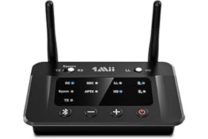 1Mii B03 Bluetooth 5.0 Émetteur et Récepteur, Transmetteur Récepteur Bluetooth 5.0 aptX HD Bluetooth Adaptateur Faible Latence pour TV PC Stéréo Système Audio sans Fil Optique Digital RCA AUX 3.5mm