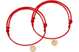 KAKI La Felicità è Nelle Piccole Cose Braccialetto Filo Rosso del Destino Coppia Oro, Akai Ito 赤い糸, Bracciale Amicizia e Amore, Regalo Simbolico per Lui e Lei