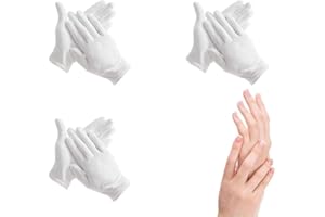 CGBOOM 3 paia di guanti idratanti durante la notte di andare a letto in cotone bianco, per ispezione cosmetica di alta qualità, eczema asciutto sensibile irritato pelle spa braccialetto sicuro taglia unica