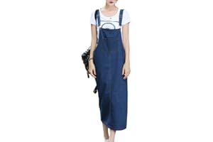 Shengwan Mujer Largos Vestido Peto Vaquero Denim Dungaree Vestidos Peto de Falda