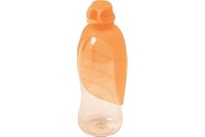 United Pets Leaf - Borraccia per Cani, Ciotola da Viaggio per Cani, di Design, in Silicone, Colore Arancione Chiaro. Dispenser Acqua da Viaggio, Ciotola per Acqua con Bottiglia Inclusa