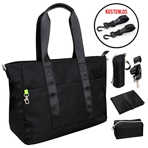 Preisvergleich Produktbild BAYTTER® multifunktionale Wickeltasche Set Schultertasche aus Nylon für Flaschen, Windeln, Babykleidung usw. wasserdicht, eine Geldtasche mitgeliefert, schönes Design, BPA-frei und kein Geruch (schwarz)