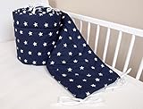 Bettumrandung Nest Kopfschutz Nestchen 420x30cm, 360x30cm, 180×30 cm Bettnestchen Baby Kantenschutz Bettausstattung Sternchen blau - 2