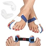 FEETFIX Bunion Corrector Toe Splint Kit – 5 Piece Set for Hallux Valgus and Night Pain Relief Including 2 Big Toe Splints, 2 Silicone Gel Toe Separators and 1 Big Toe Straightener – Medical Grade