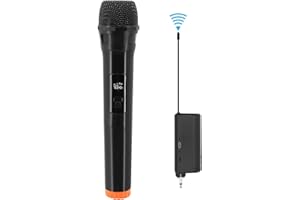 Hensych Ręczny mikrofon bezprzewodowy UHF Dynamiczny mikrofon z przenośnym mini odbiornikiem z wyświetlaczem LED, obsługa wielu systemów audio, głośników, wzmacniaczy, bezprzewodowy system mikrofonowy