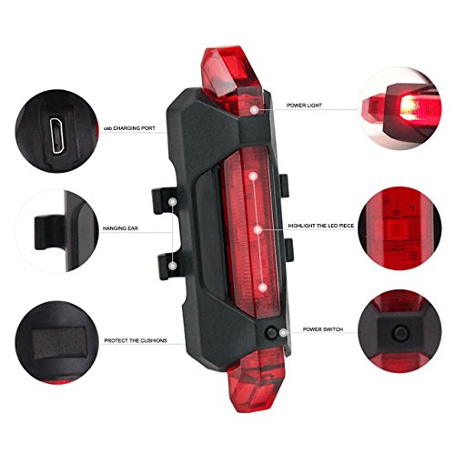 Gr8Life LED Fahrradlampen set, Wideraufladbare LED Fahrradbeleuchtung Set, LED Frontlicht mit Halterung und Rücklicht Für Radfahren, Fahrradscheinwerfer, Fahrradlicht - 8