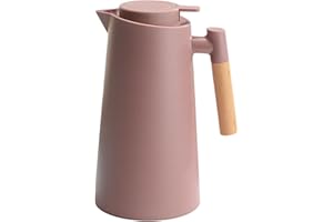 GENERIC Caraffa termica da caffè da 1 litro a doppia parete caraffa termica con manico in legno bollitore per acqua isolata caraffa da tè mantiene caldo freddo