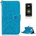 Produktbild CaseHome Compatible for LG G5 Hülle Geprägter Henna Blume Muster Buch-Stil Folio Magnetic Schließung Portemonnaie Stilvolle Gummi fit Stehen PU Leder Flip Stoßfest Etui-Blau