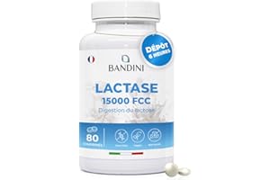 Bandini® Lactase DEPOT 15000 FCC | 80 Comprimés à libération prolongée (6 HEURES) | Combat l'Intolérance au Lactose et au Lait | Favorise la Digestion du Lactose | Enzyme Digestive Végétal | No OGM