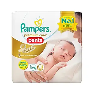 Pampers Premium Care Pants Style Diapers, New Born Size, White (24 Count)