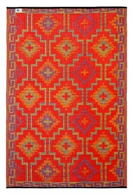 Fab Hab - Lhasa - Orange & Violet Intérieur Extérieur/tapis (120cm x 180cm)