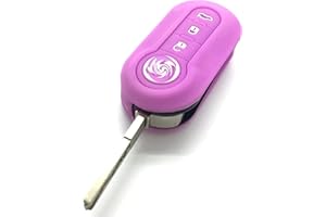Fiat - Funda para llaves del coche 100 % silicona con 3 botones, para Fiat 500, 500 L, ABARTH, GRANDE, PUNTO. BRAVA, PANDA, STILO, LINEA, color morado