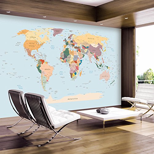 FOTOTAPETE 200x140 cm - VLIES TAPETE PREMIUM - PROFI QUALITÄT - 3 Farben zur Auswahl - Top moderne Wanddeko - Wandbilder XXL - Riesen Wandbild - Top Design Tapete - Neue exklusive Edition mit noch besser Druckauflösung - Deutsches Premium Vlies - Weltkarte k-B-0001-a-c