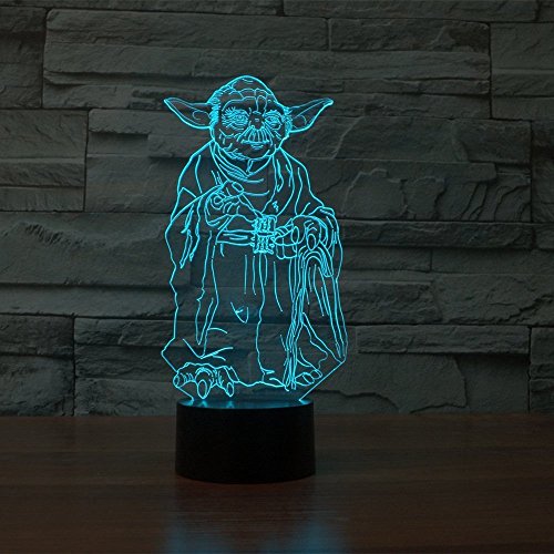 SmartEra® Star Wars Film-Charaktere Meister Yoda USB-3D optische Täuschung 7 Farbwechsel Touch-LED-Licht-Lampe - 4