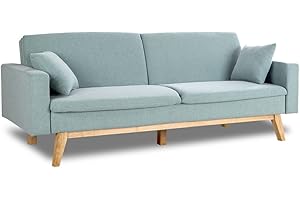 ZZ DON DESCANSO Don Descanso, Sofá Cama 3 plazas Reine, Tapizado en Tela, Sistema Apertura de Libro o Clic-clac, Medida sofá: 206x73x80cm, Medida Cama: 180x100cm, Incluye 2 Cojines, Verde