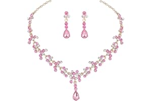 Prosy Braut Strass Halskette und Ohrring Set Kristall Halskette Braut Party Hochzeit Schmuck Sets für Frauen und Mädchen