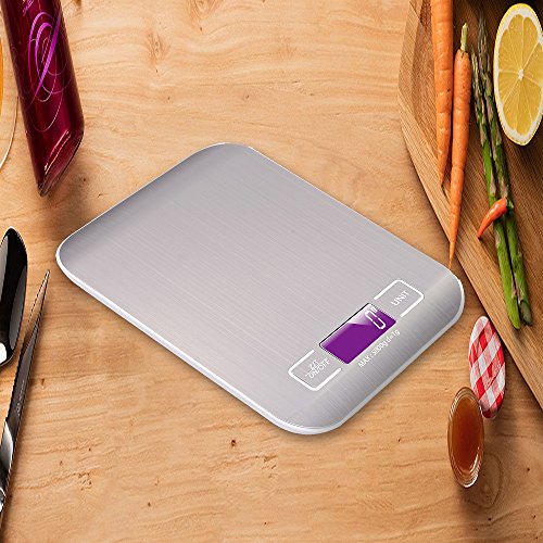 Billpow Digitale Küchenwaage, Digitalwaage Küche, Elektronische Waage, Hohe Präzision auf bis zu 1g (5kg Maximalgewicht), Tara-Funktion, LCD-Display, Inkl Batterie - 5