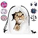 Produktbild Schultertasche / Rucksack mit Kordelzug aus Nylon, faltbar, Aufbewahrungsmöglichkeit für Schule, Zuhause, Reisen, Sport, weiße katze