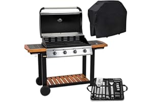 Embermann Modena 4 Burner Gas Barbecue with Free Heavy-Duty Cover & Deluxe BBQ Tool Set