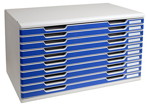 Modulo A3 Office, 10 Drawers, 350x576x320mm - Light Grey/Blue